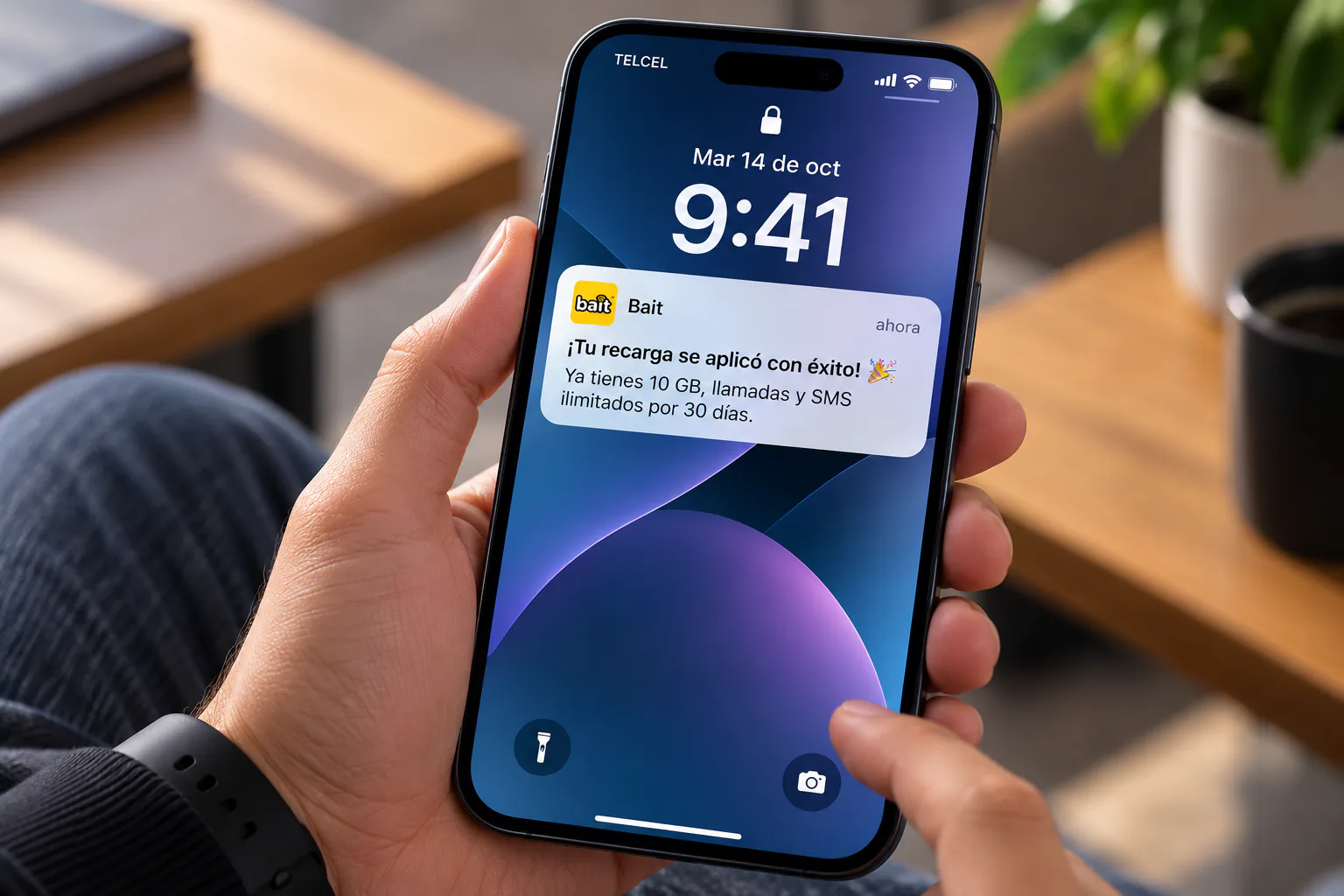 Avisos de cuenta con Push: ejemplo en pantalla