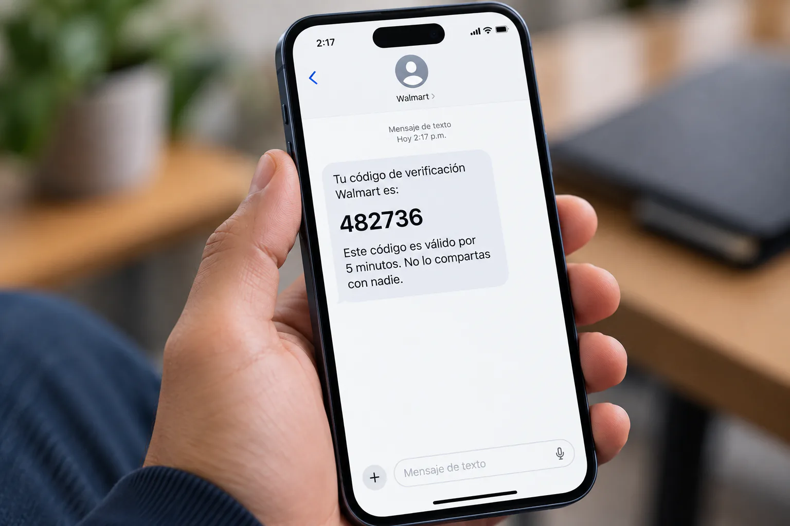 Tokens y verificación con SMS: ejemplo en pantalla