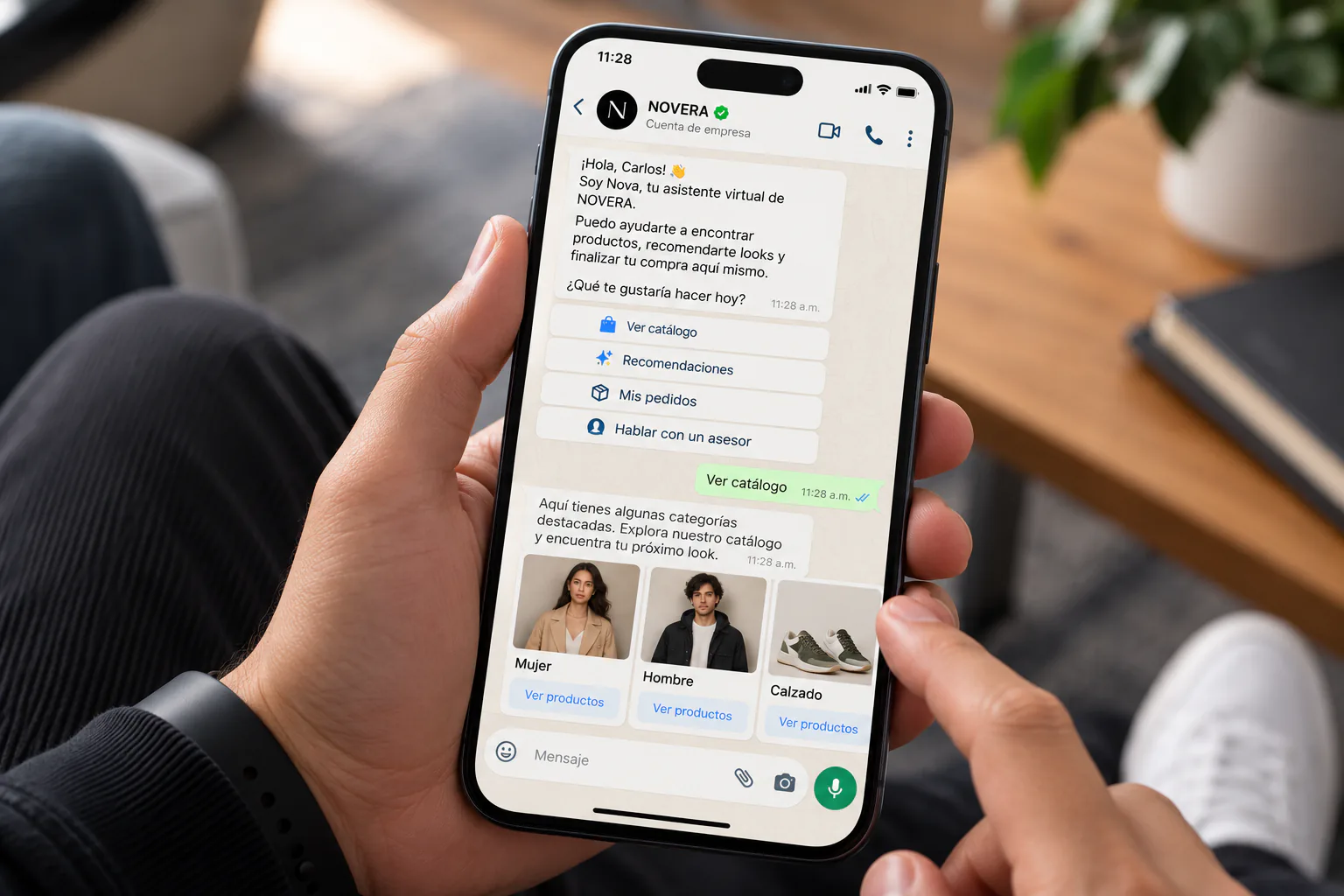 Ventas por chat con WhatsApp Business: ejemplo en pantalla