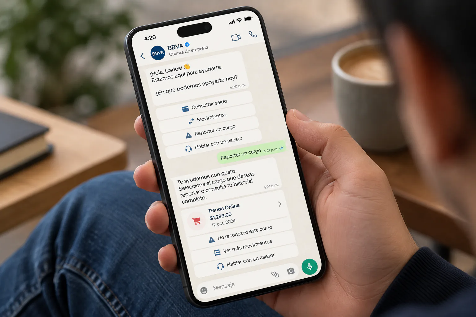 Atención al cliente con WhatsApp Business: ejemplo en pantalla